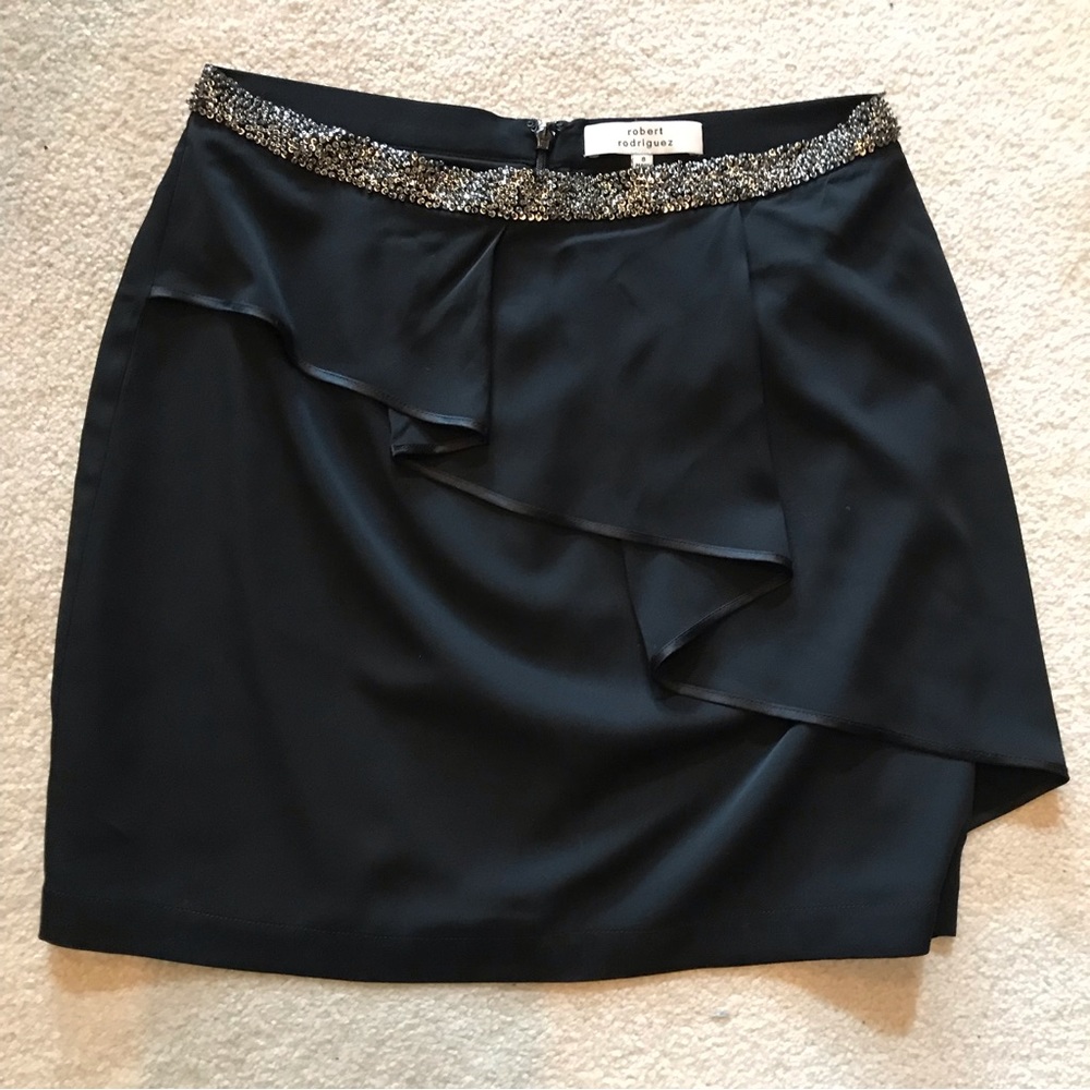 Robert Rodriguez Black Silk Skirt 8